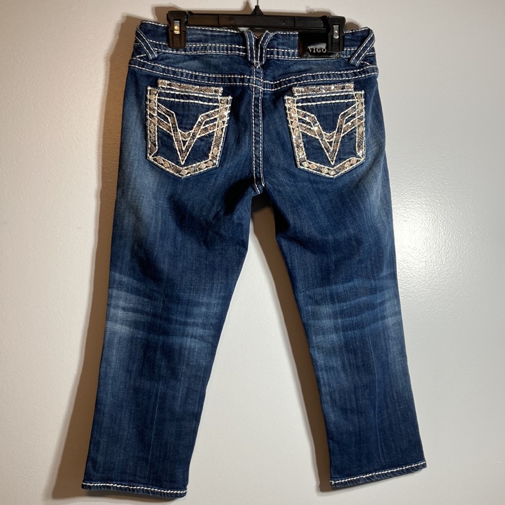 Vigoss Juniors The Dublin Denim Capri Size 7/8 Embellished EUC